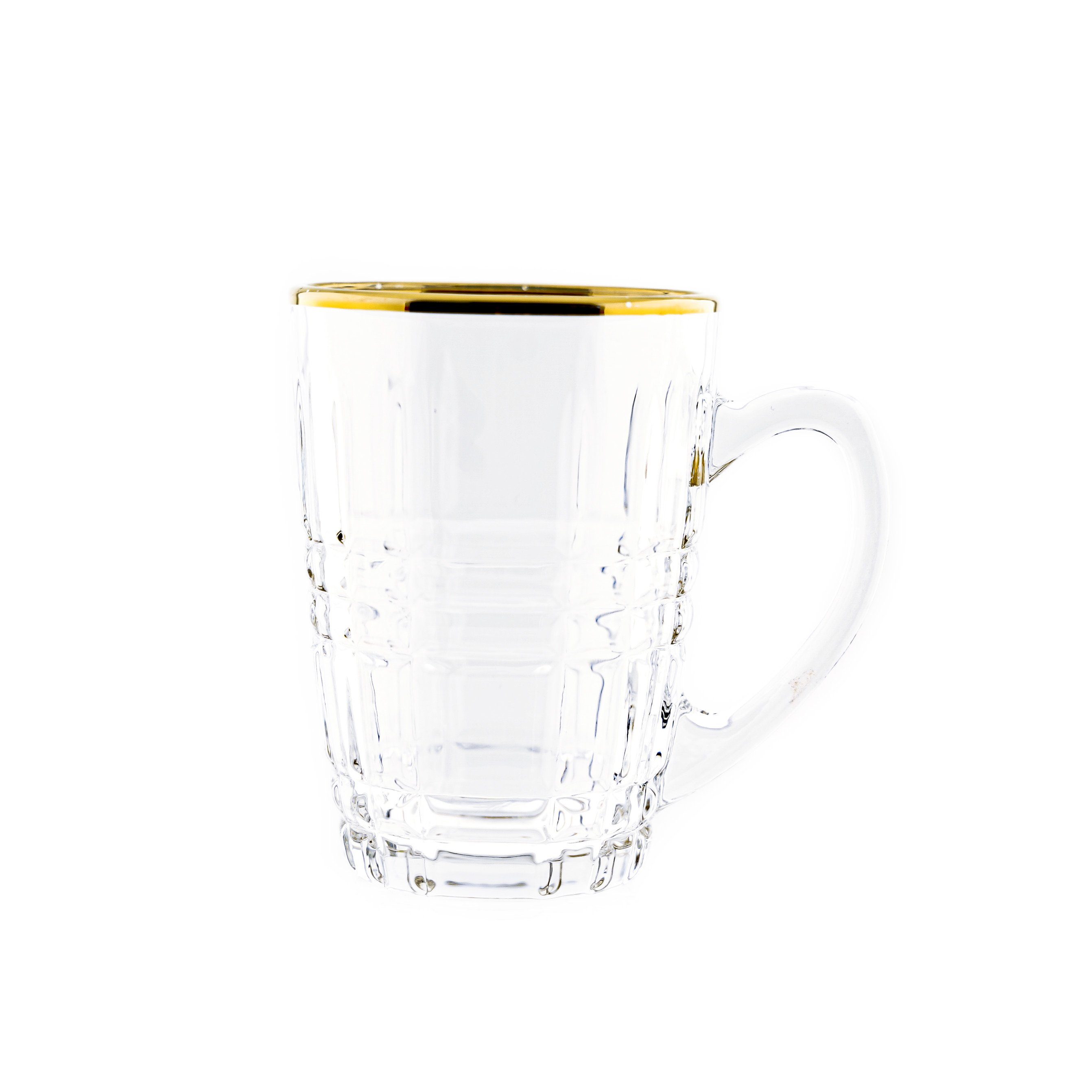 Sunay Teeglas 6er Gläser-Set mit Henkel 203 ml Transparent mit Muster – Bild 2 von 5