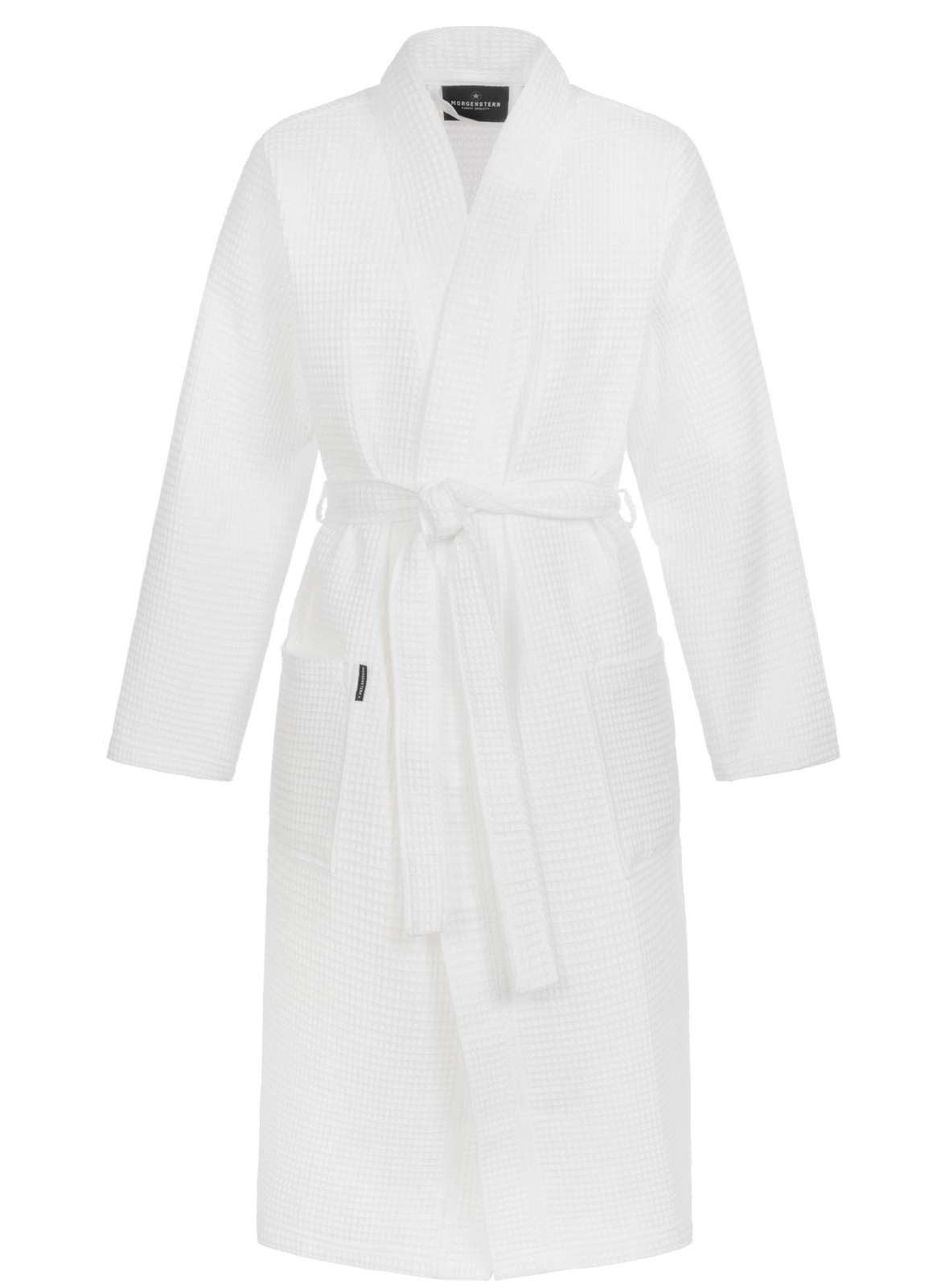 Morgenstern Unisex-Bademantel LUCA, Langform, Baumwolle, Kimono-Kragen, Gürtel