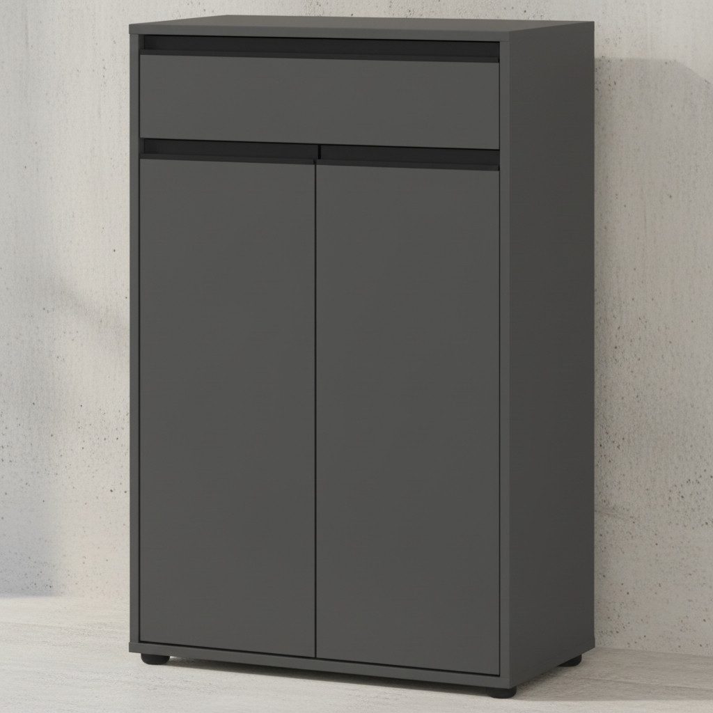 KADIMA DESIGN Hochschrank Badkommode Soft-Close & Matt-Optik, Schublade & Türen, ABS-Kanten (Made in Germany, Serie "Hamburg", Feuchtraumgeeignet, Badmöbel) Styroporfreie Verpackung, Metallgriffe, Melaminbeschichtung, Bad