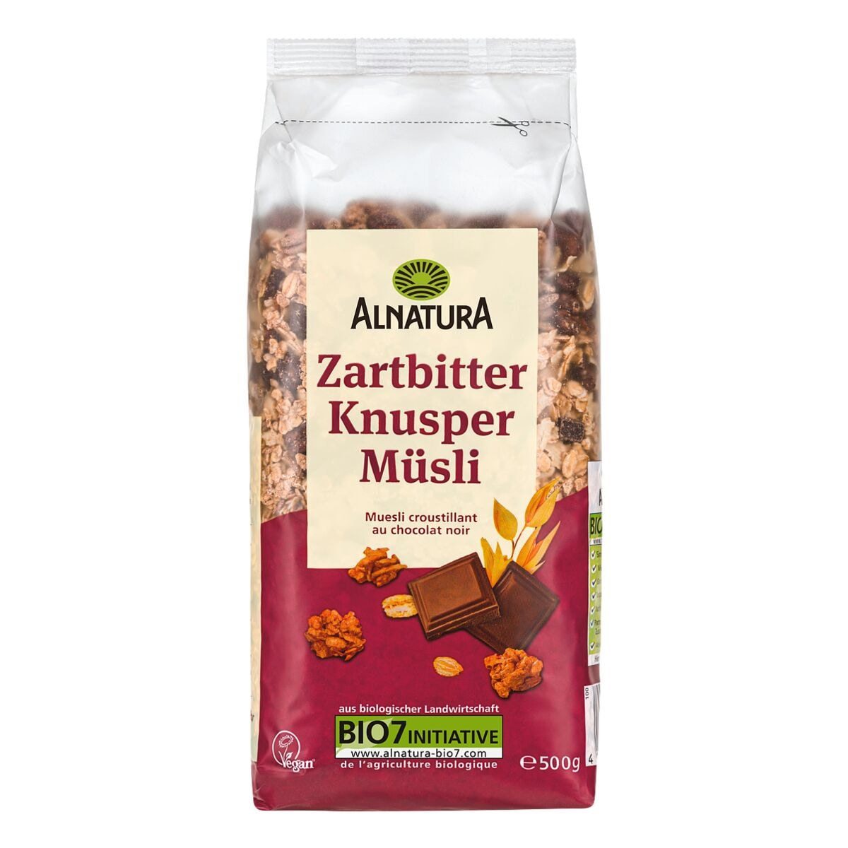Alnatura Cerealien Bio Zartbitter Knusper-Müsli, 500 g