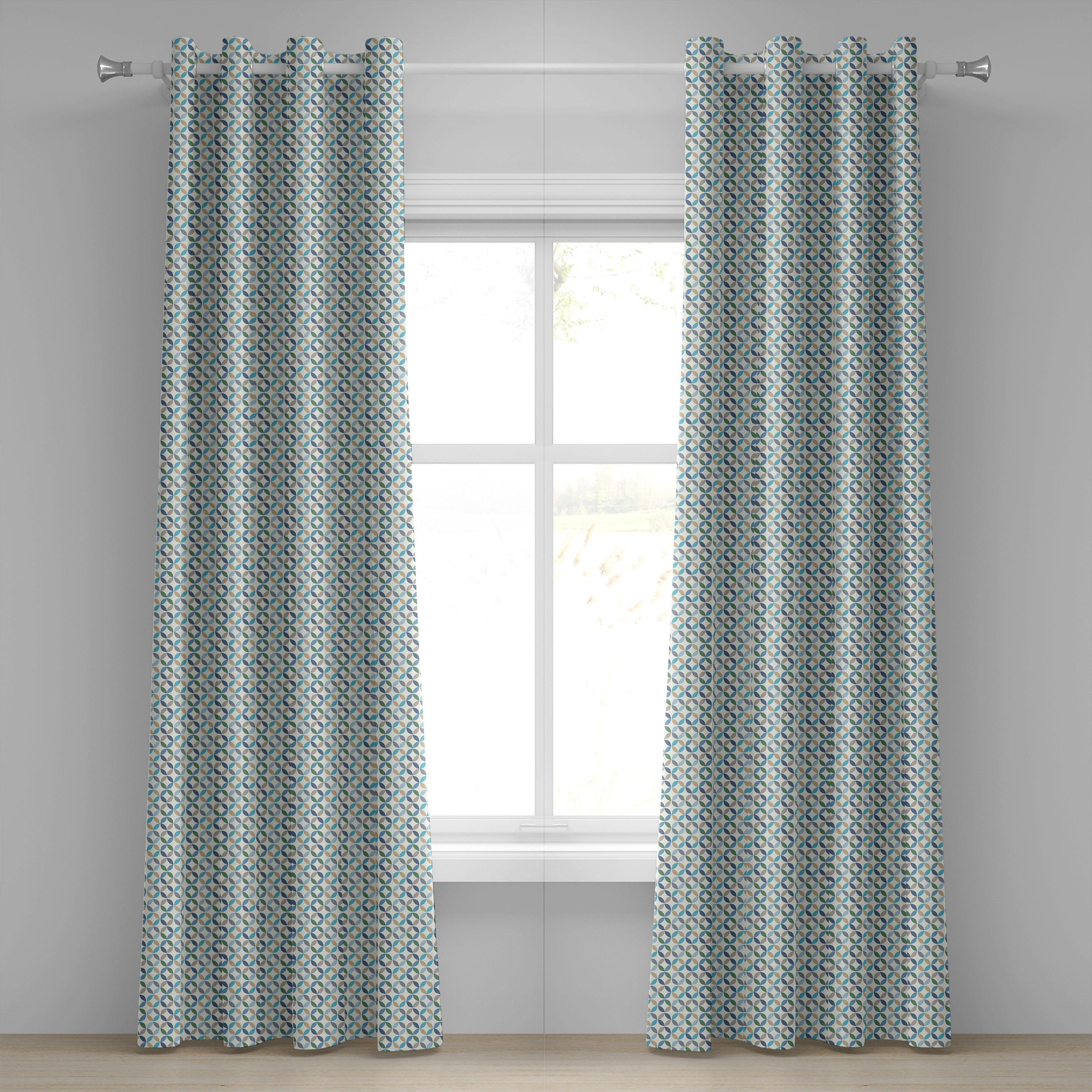 Gardine Dekorative 2-Panel-Fenstervorhänge für Schlafzimmer Wohnzimmer, Abakuhaus, Modern Oval-Punkt-Streifen