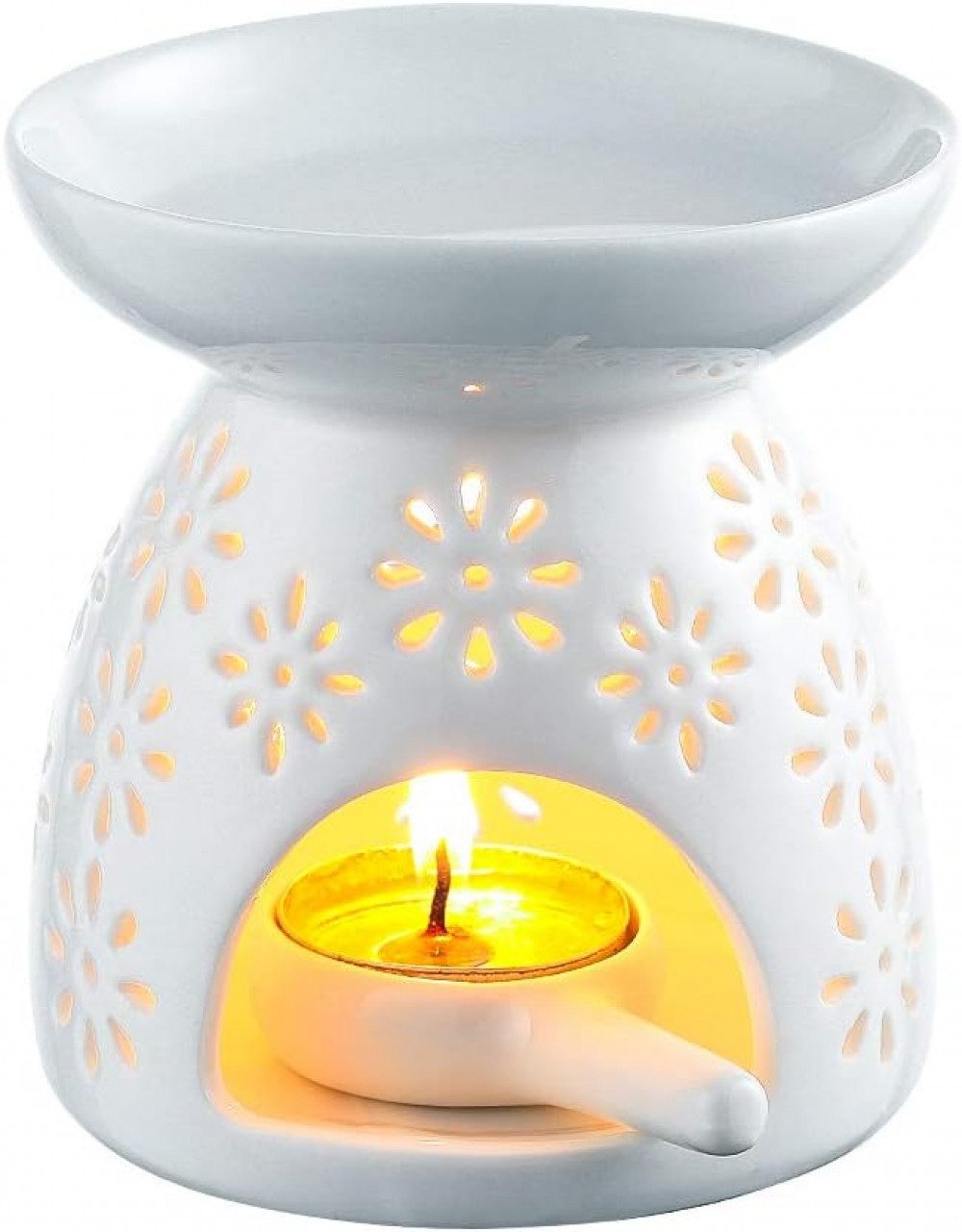 FELIXLEO Duftlampe Duftlampe mit kerzenhalter aus Keramik Aromalampe Weiß B günstig online kaufen