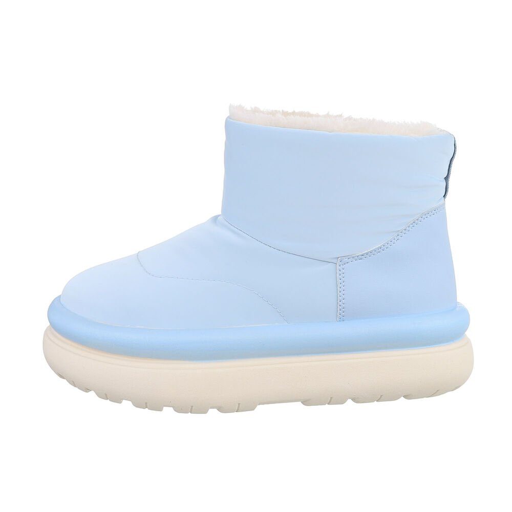 Snowboots Ital-Design in Flach Freizeit Plateaustiefeletten Hellblau Snowboots Damen