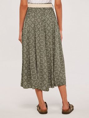 Apricot Midirock Mosaic Crinkle Belted Skirt, mit Flechtguertel