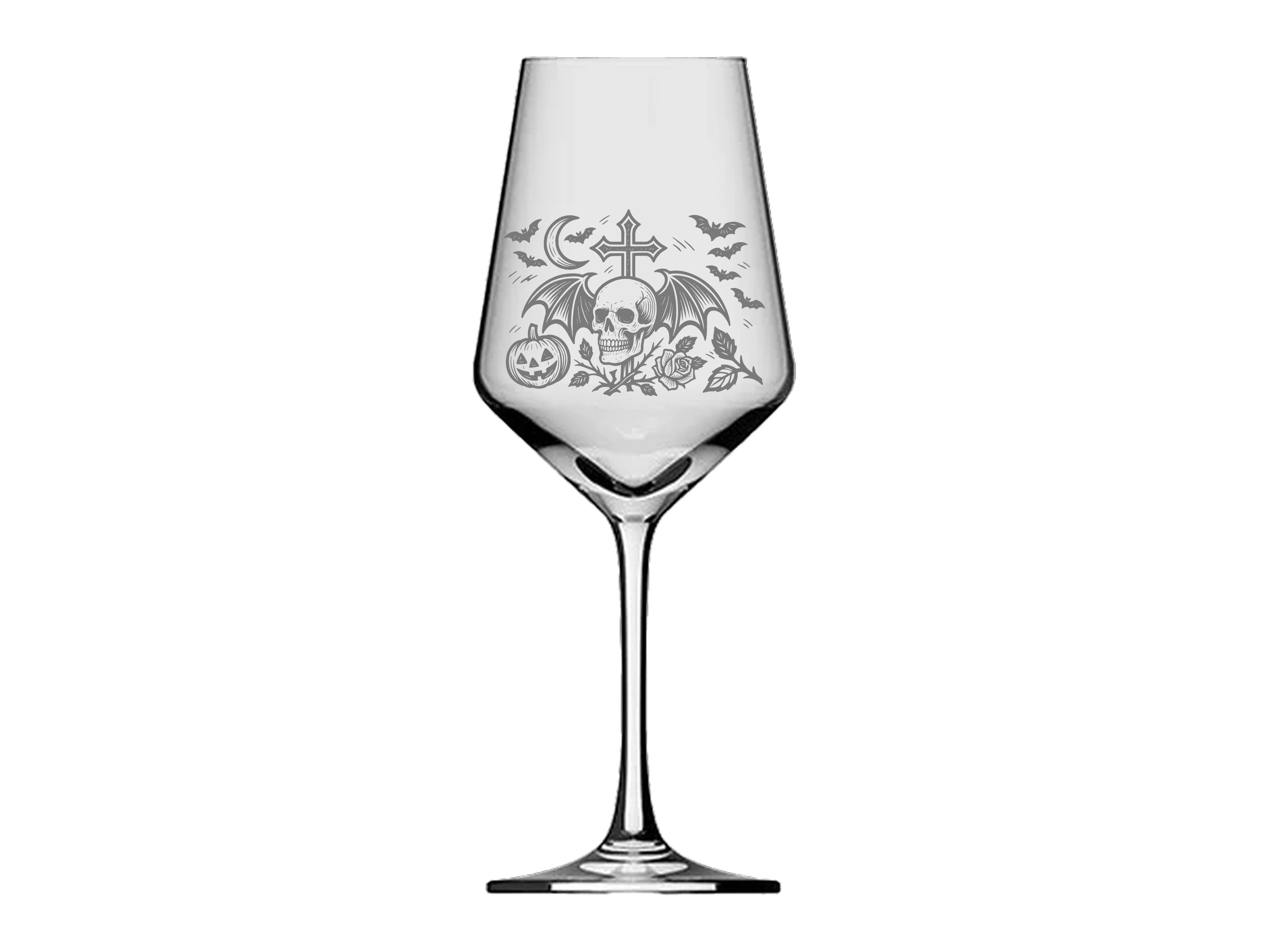 eXODA Weinglas Helloween Gothic Totenkopf - 350ml absolut spülmaschinenfest, 1-tlg., Glas, Atemberaubende Darstellung