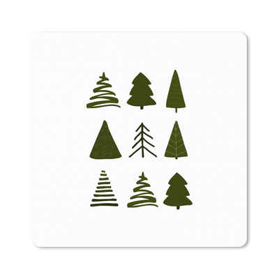 MuchoWow Gaming Mauspad Weihnachtsbäume - Weiß - Muster (1-St), Gaming, Rutschfester Unterseite, Mausunterlage, 80x80 cm, XXL, Großes