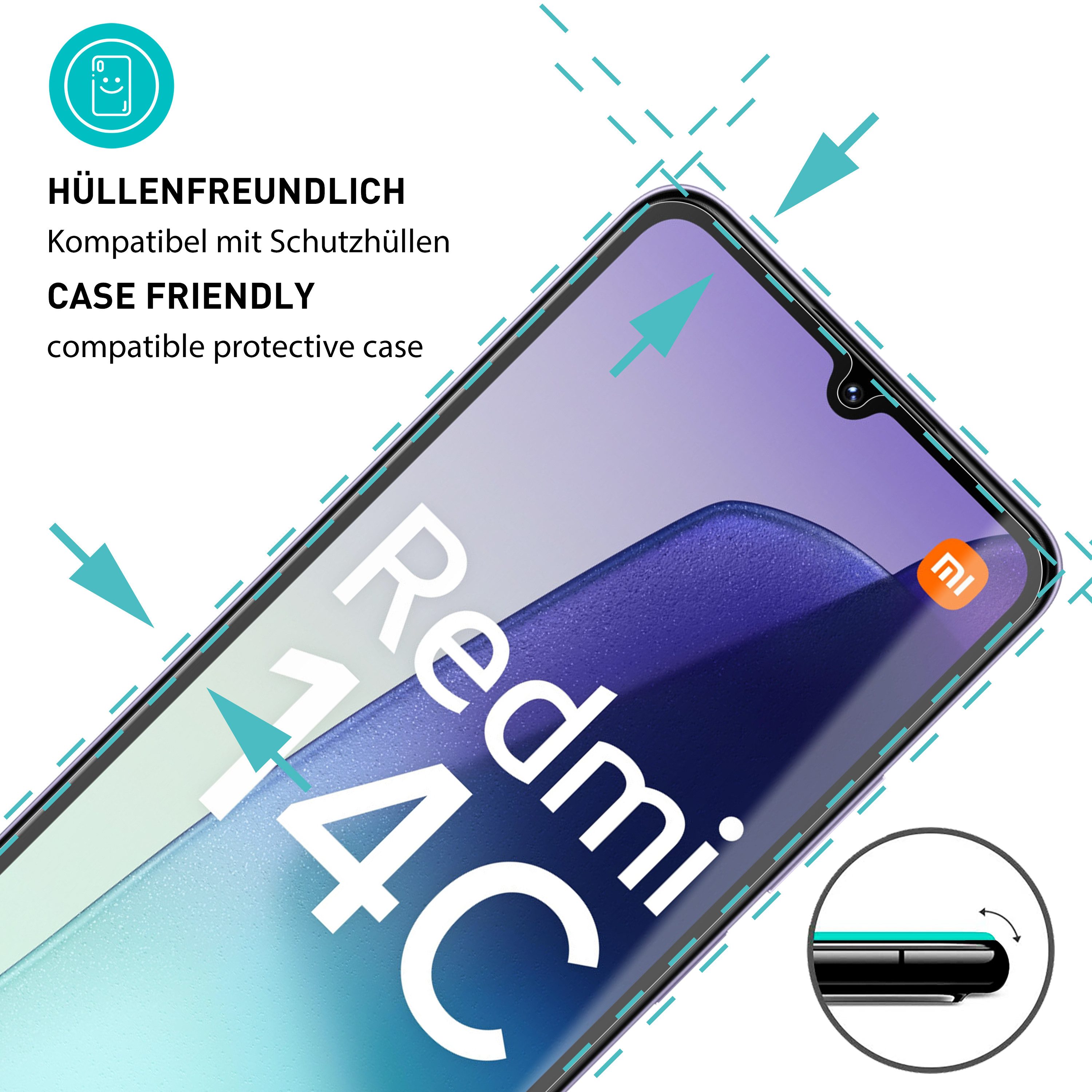 smartect Displayschutzglas 3X Schutzglas Panzerfolie Klar für Xiaomi Redmi 14c / Poco C75 für Xiaomi Redmi 14c / Poco C75, Set, 3 Stück, 0.3 mm Ultra-klar, 9H H – Bild 2 von 5