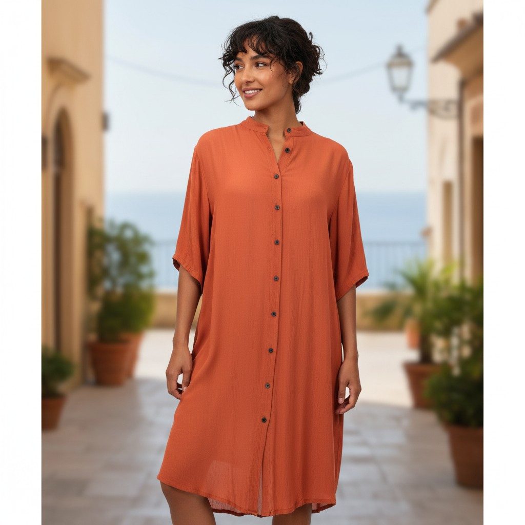 Guru-Shop Midikleid Boho Hemdkleid, lange Viscose Crepe Tunika -.. alternat günstig online kaufen