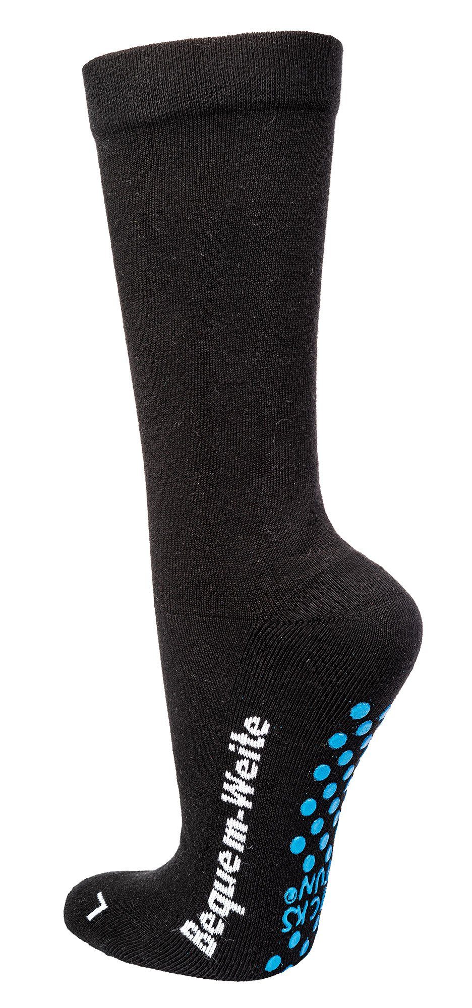 TippTexx 24 ABS-Socken 2 Paar antibakterielle Extra-Breite ABS-Socken mit Polstersohle (2 Paar) schützende Polstersohle, rutschfest, ohne Gummidruck