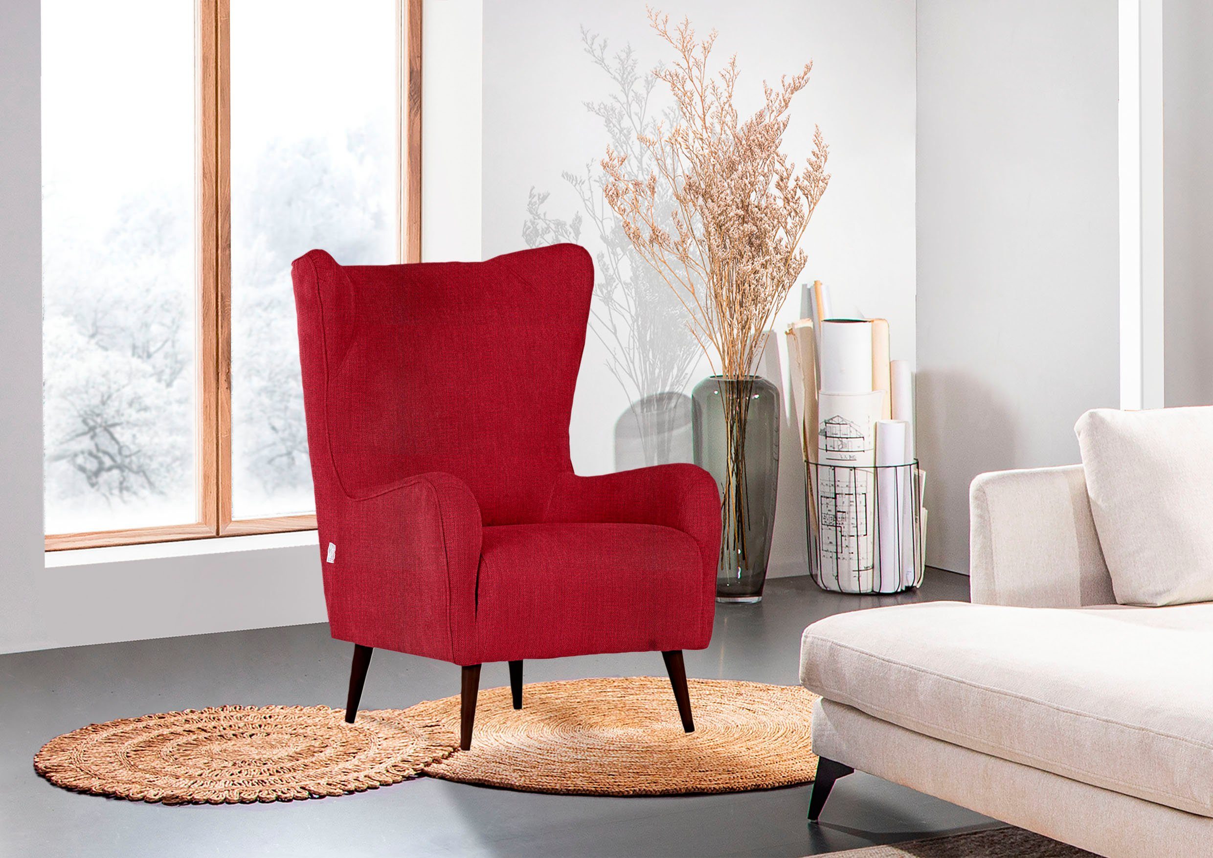 Gutmann Factory Ohrensessel Vigo, Gestell antikfarben oder eiche natur