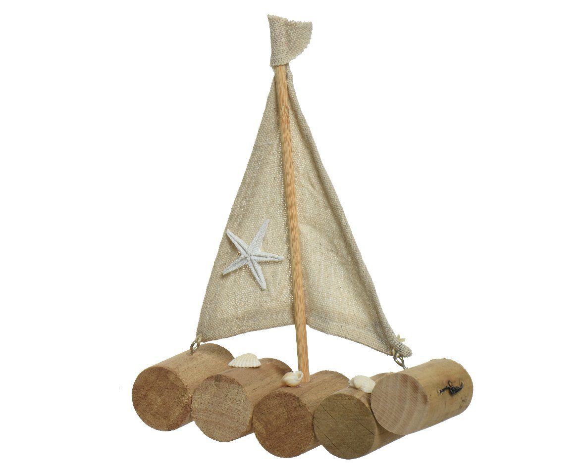 Decoris season decorations Dekofigur, Maritime Deko Segelboot Holz Aufsteller 21cm natur 1 Stück