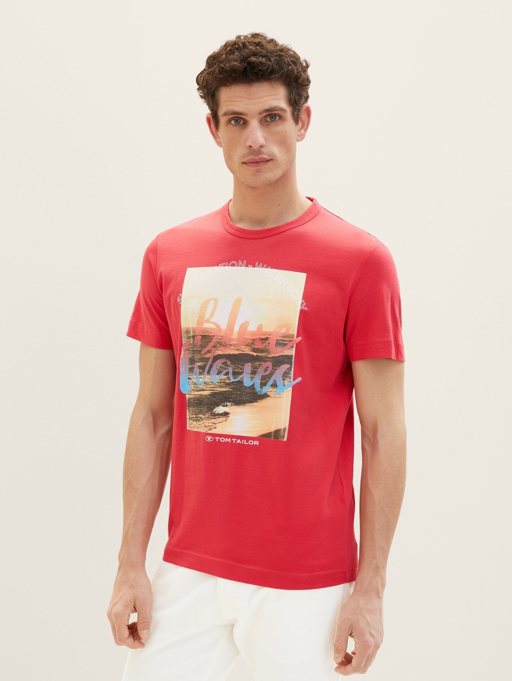 TOM TAILOR T-Shirt T-Shirt mit Fotoprint soft berry red
