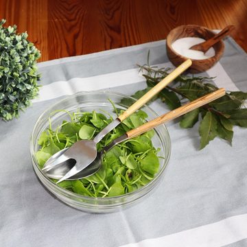 NATUREHOME Salatbesteck Salatbesteck aus Edelstahl mit Olivenholzgriff 2 tlg.... (2-tlg), Einzelstück, Handarbeit, Design