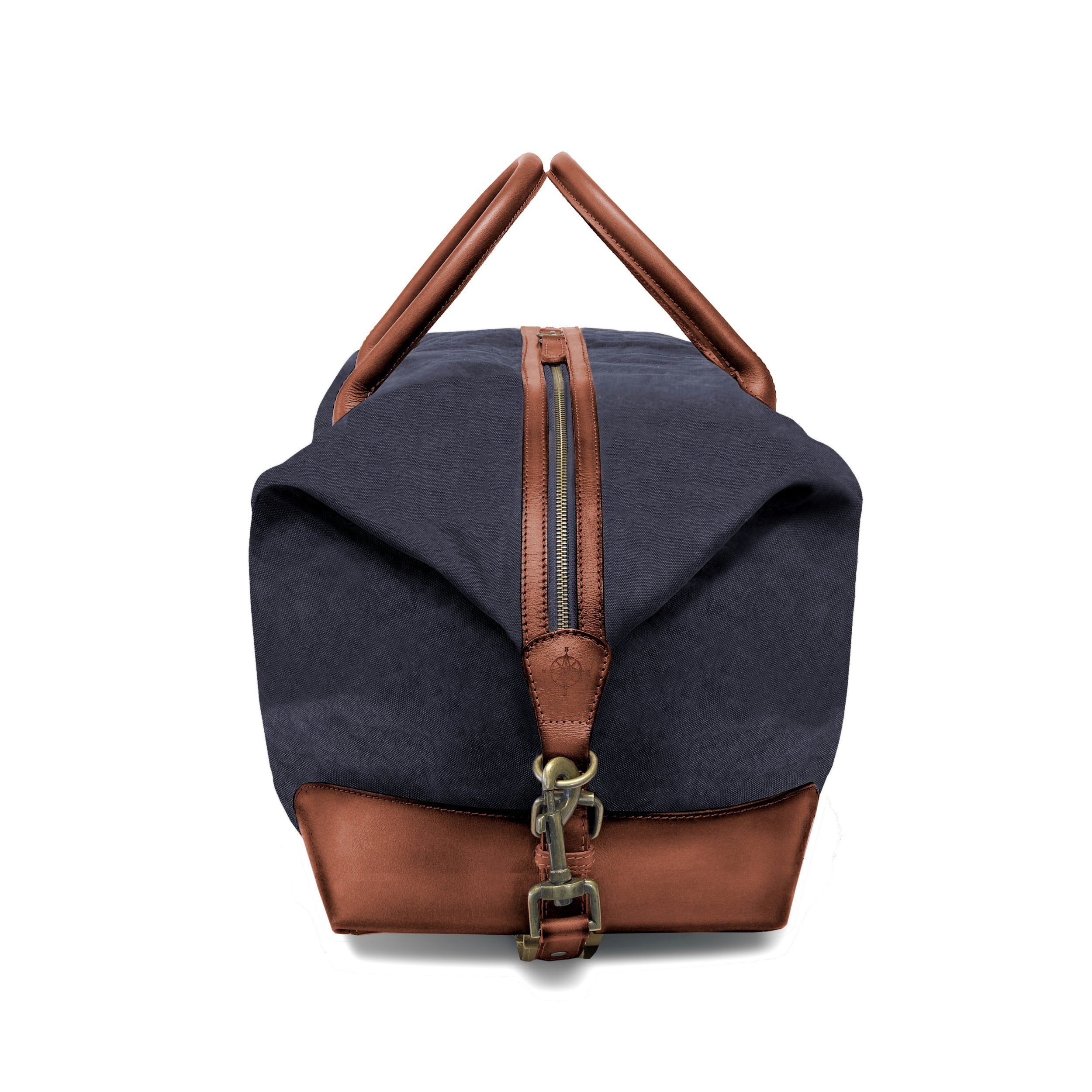 DRAKENSBERG Reisetasche Weekender (M) Marine-Blau, Damen, klein Vintage-Design, Herren, Canvas »David« Büffelleder, und im