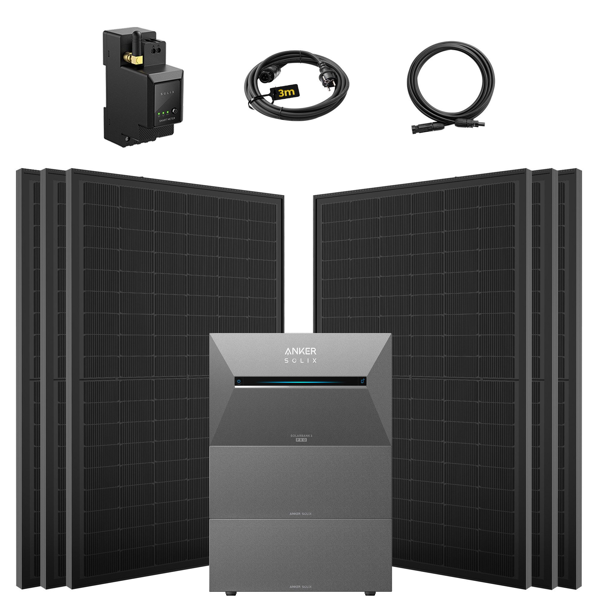 SolarMars Solaranlage 3000W Balkonkraftwerk mit Speicher Anker Solix Solarbank 3 E2700 Pro, (mit optionaler BP2700 Erweiterungsakku), mit intelligenter KI zur dynamischen Überwachung des Stromverbrauchs