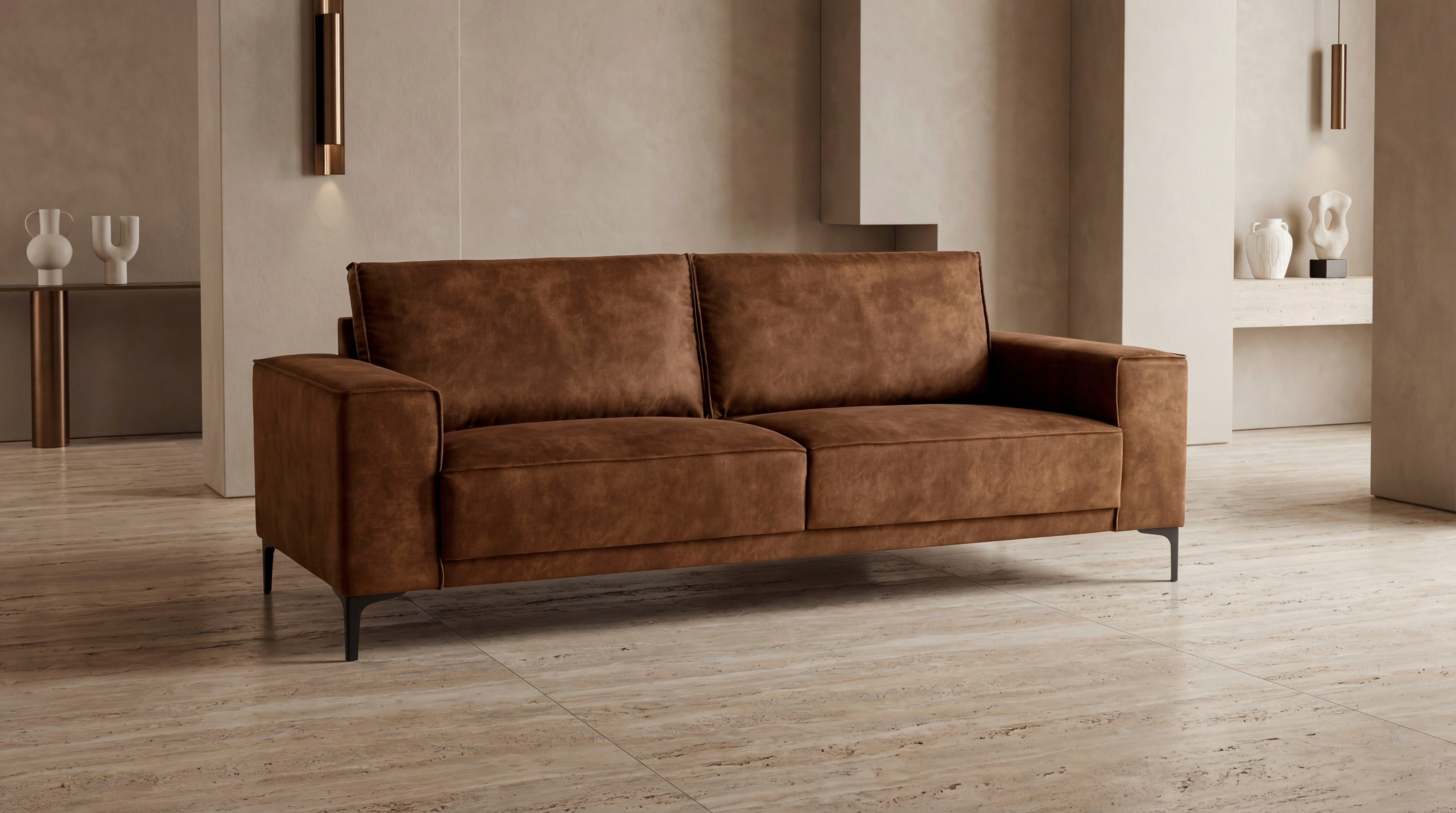 OTTO home 3-Sitzer OLAND, B: 224 cm - Skandi-Design, Struktur, Flachgewebe, Luxus-Microfaser, Boucle