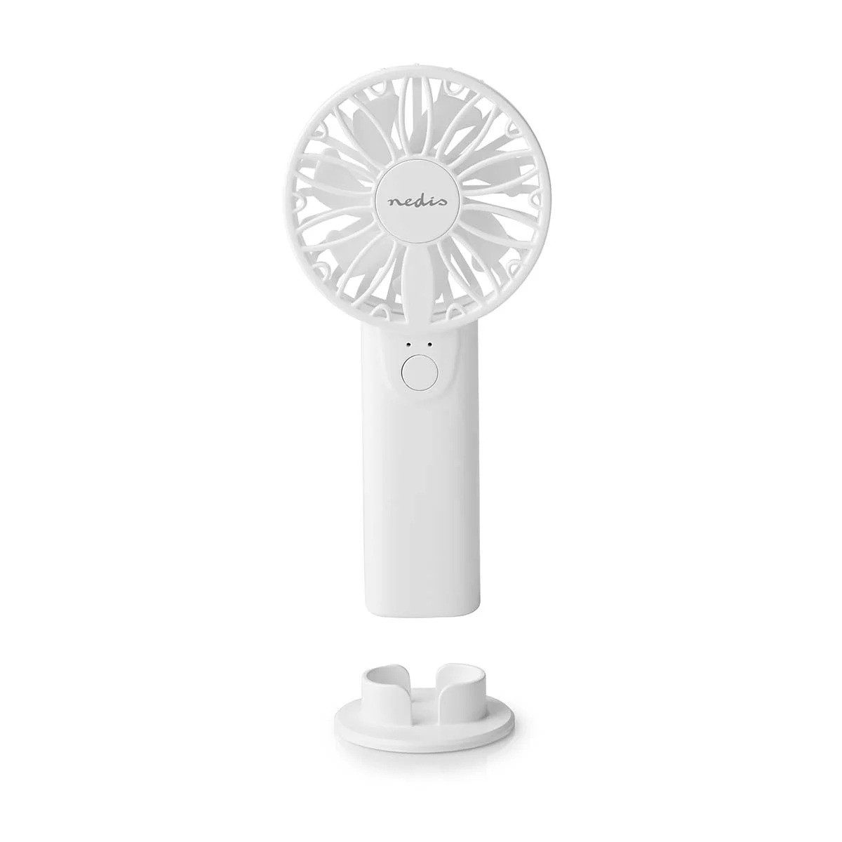 Nedis Handventilator Mini Handventilator weiß mit Tischständer 2 Stufen, 2 Geschwindigkeitsstufen