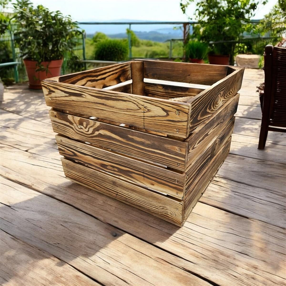 Teramico Holzkiste Holzkiste Obstkiste 40x30x40cm Geflammt, Aufbewahrungsbo günstig online kaufen