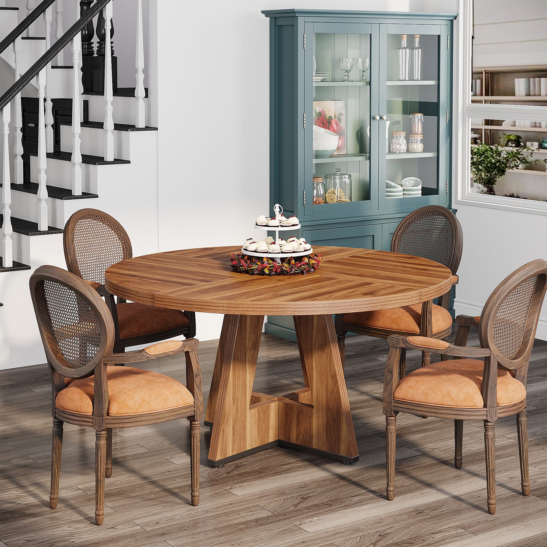 Tribesigns Esstisch Runder Esstisch, Küchentisch für Esszimmer Wohnzimmer, 120 cm