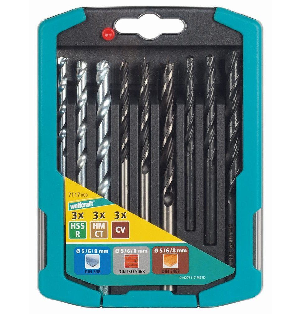 Wolfcraft Metallbohrer Wolfcraft Bohrer-Set Metall-Holz-Stein Ø 5, 6, 8