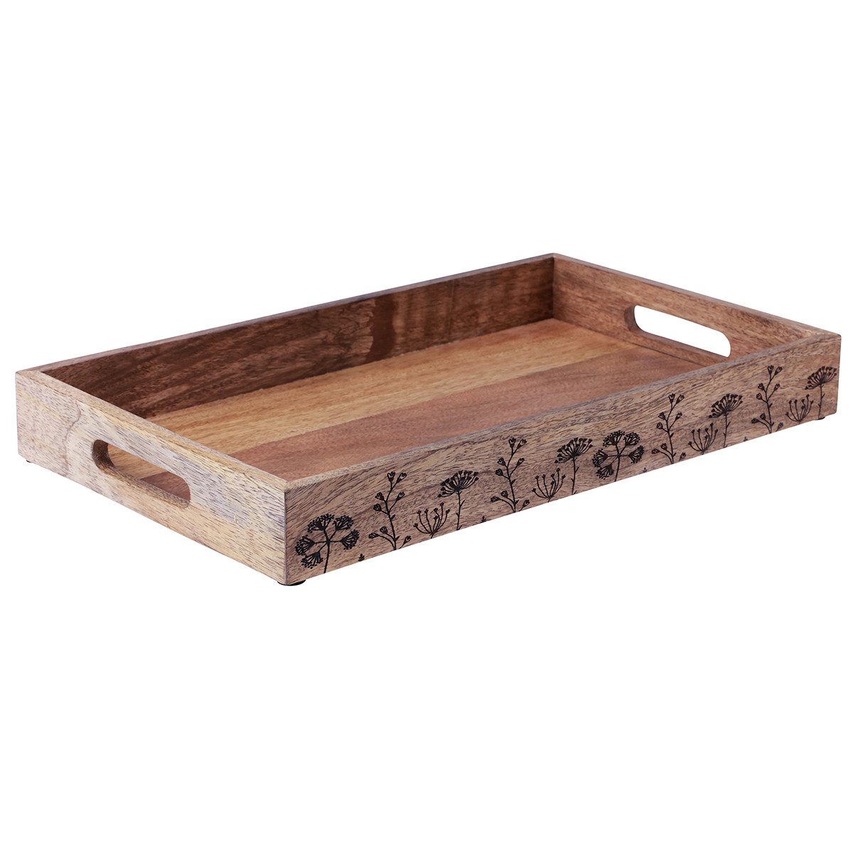 Dekotablett Serviertablett aus Mangoholz Natur, Dekoratives Tablett mit