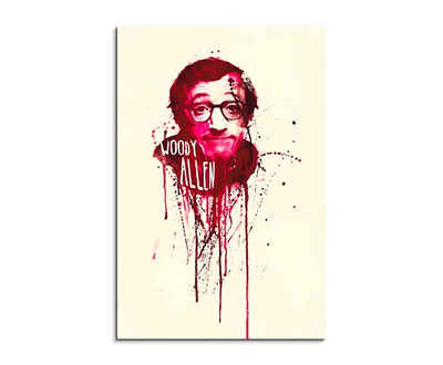Sinus Art Leinwandbild Woody Allen 90x60cm Aquarell Art Wandbild auf Leinwand fertig gerahmt Original Sinus Art