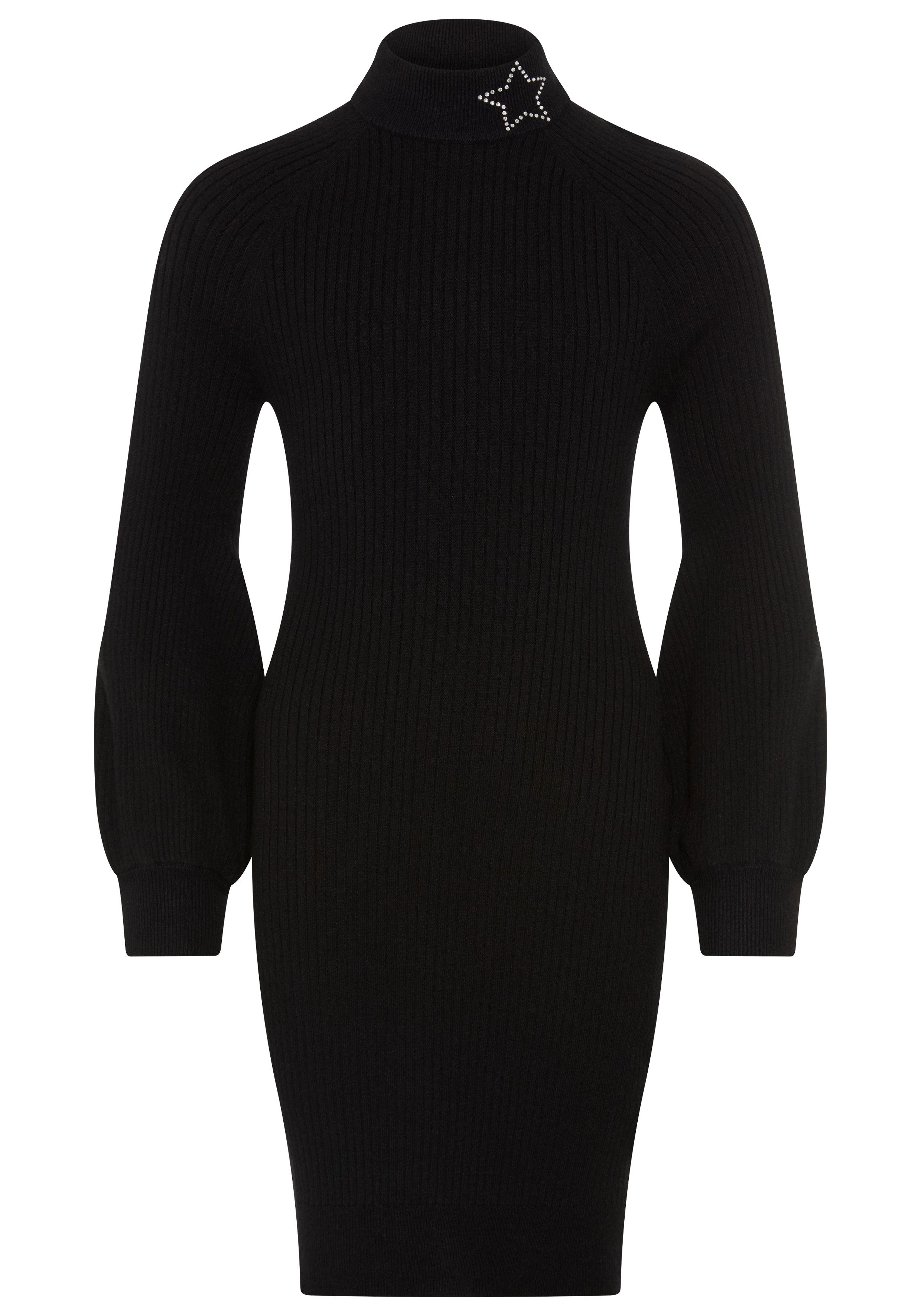 Bruno Banani Strickkleid Trendiges Kleid in Rippe gestrickt und mit Glitzerstein-Applikation Ripp-Strickkleid mit Stern aus Glitzersteinen, knielang – Bild 5 von 5