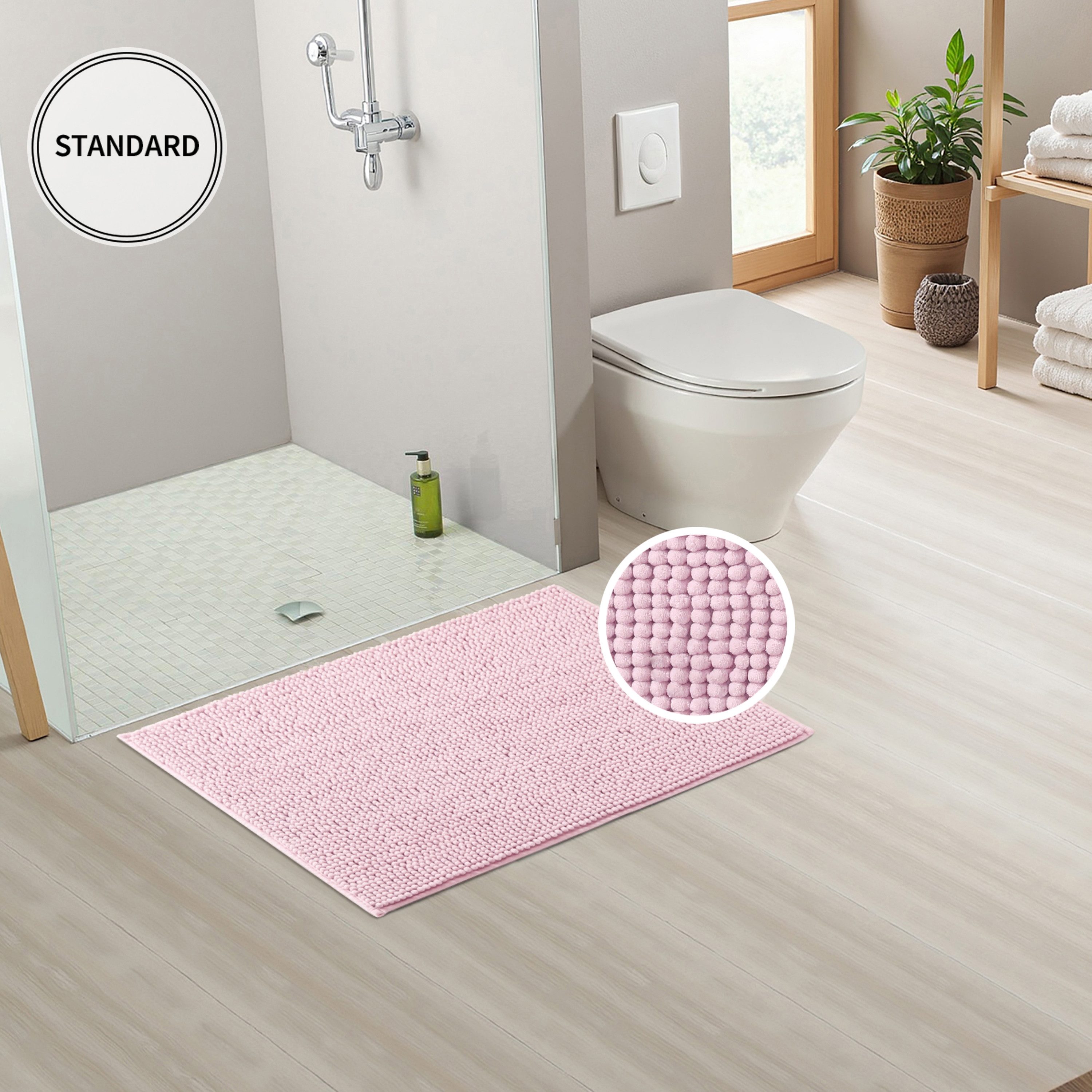 OTTO home Badematte Vanessa Chenille Standard, Badvorleger, Badezimmer, Duschvorleger, Höhe 15 mm, rutschhemmend beschichtet, schnell trocknend, strapazierfähig, fußbodenheizungsgeeignet, Polyester, rechteckig, Uni Farben, besonders weich