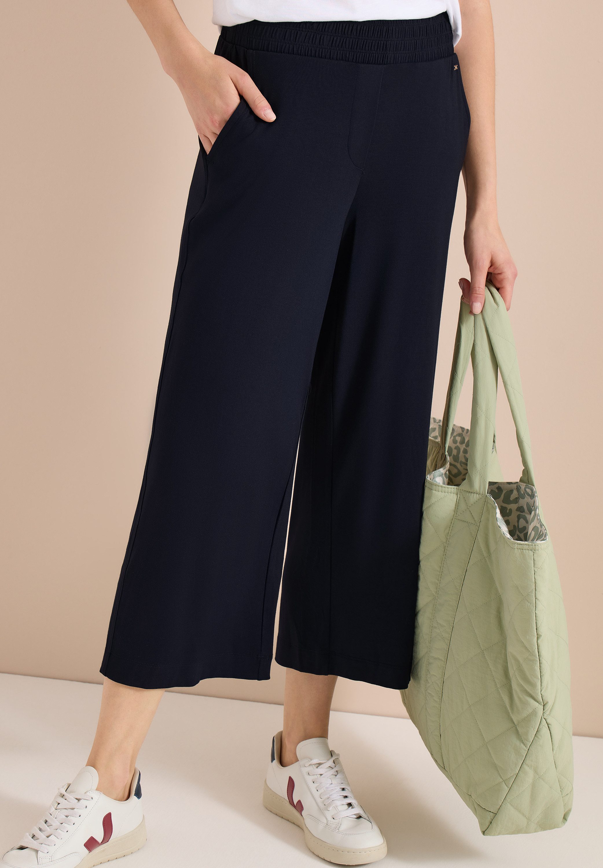 CECIL Jerseyhose mit elastischem Schlupfbund, High-Waist, Wide Leg