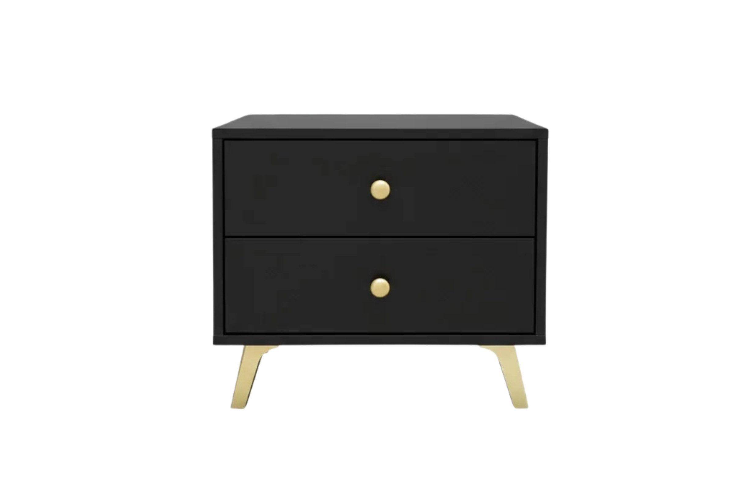 Deine Möbel 24 Nachttisch SEATTLE mit 2 Schubladen, goldfarbenen Griffen und Metallfüßen (Set, 1-St., ideal für Schlafzimmer), in Weiß matt oder Schwarz matt