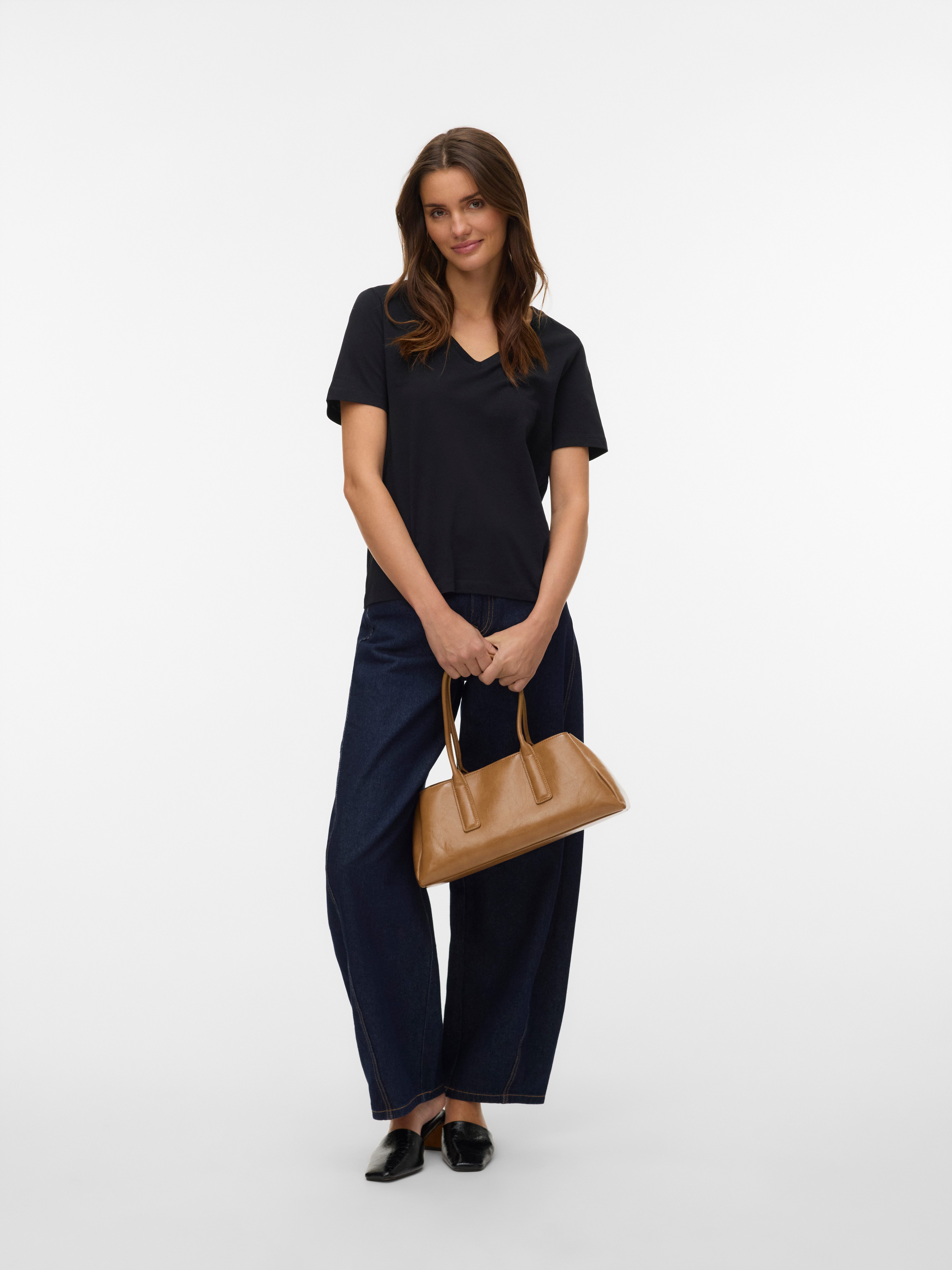 Kurzarmshirt VMPAULINA SS V-NECK T-SHIRT JRS NOOS