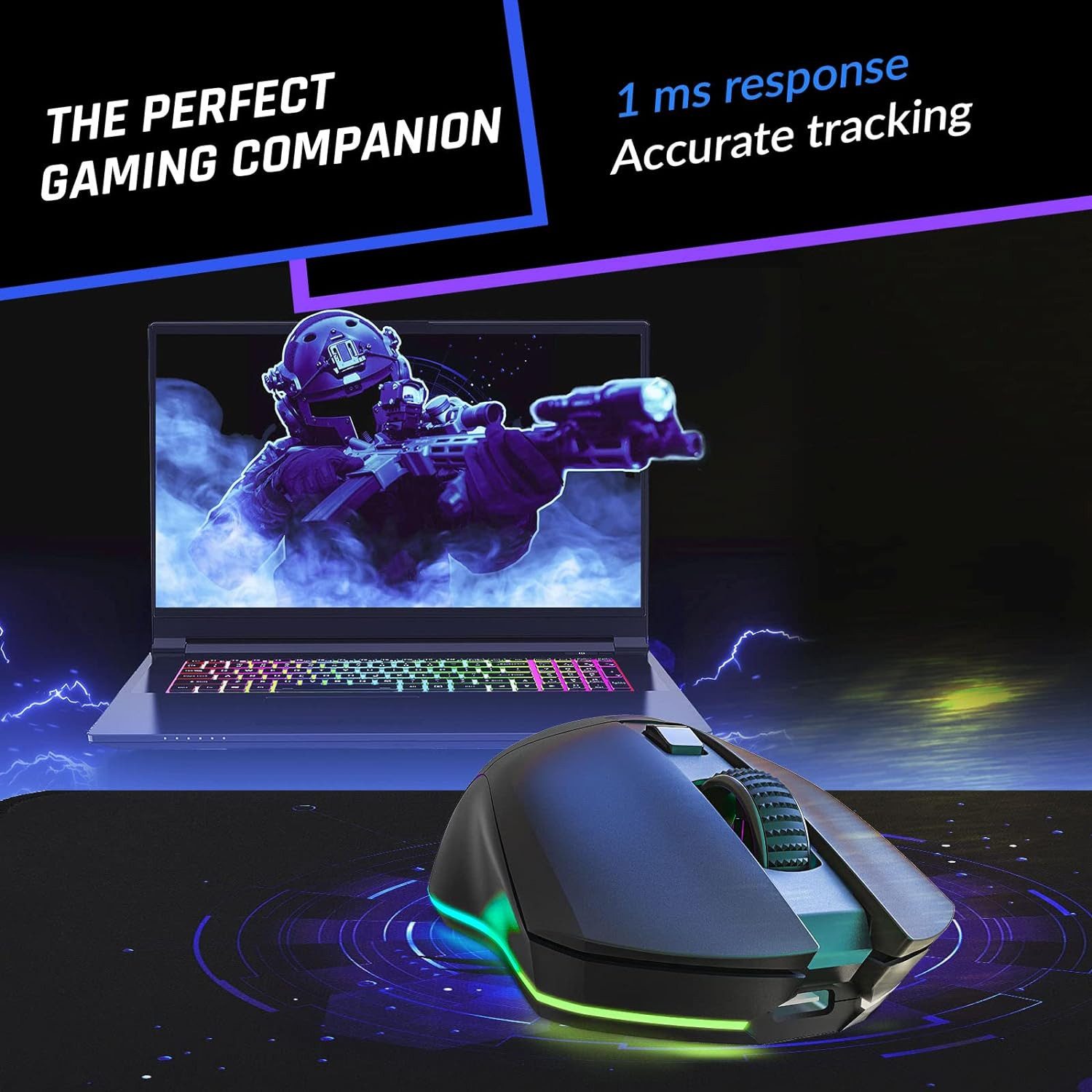 KLIM Blaze Pro Gaming-Maus (kabellos mit Ladestation und RGB Beleuchtung)