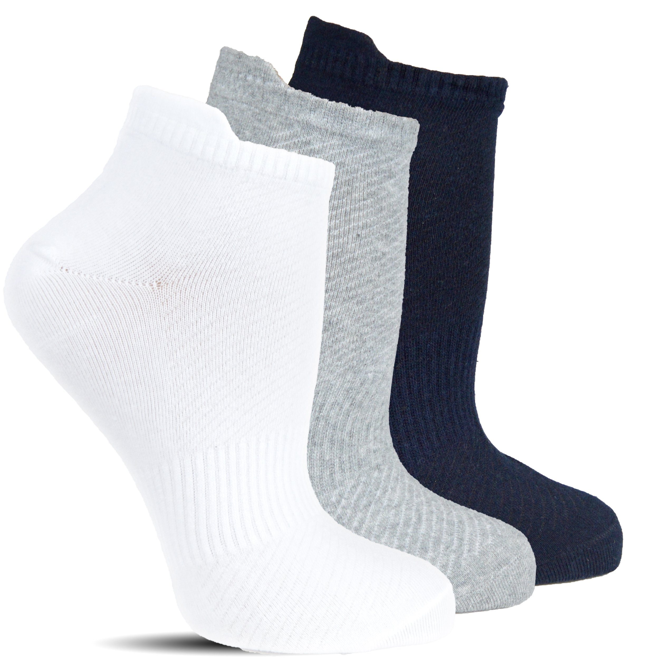 Socked Sneakersocken Herren + Damen Kurzsocken (12-Paar) Schwarz / Weiß / Grau