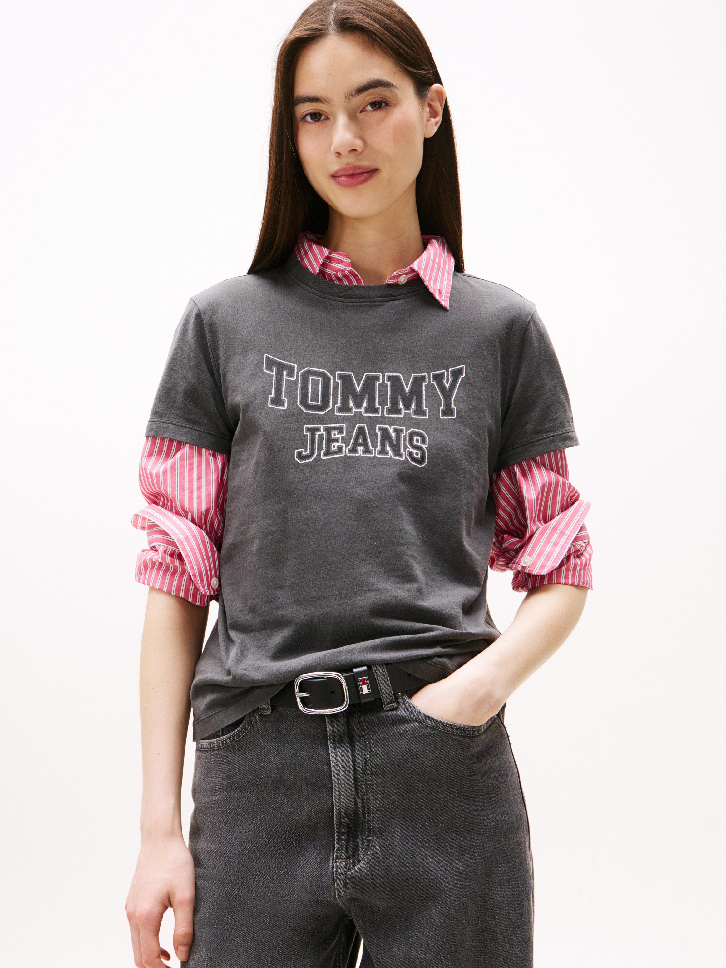 Tommy Jeans Kurzarmshirt TJW REG VARSITY TEE EXT Baumwolle, Logo Print günstig online kaufen