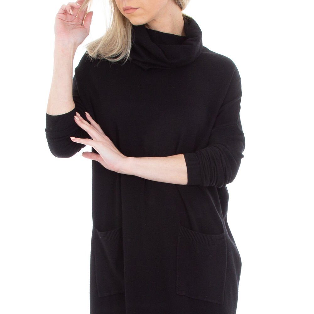 Damen Kleider Ital-Design Bleistiftkleid Damen Freizeit Stretch Strickoptik Stretchkleid in Schwarz