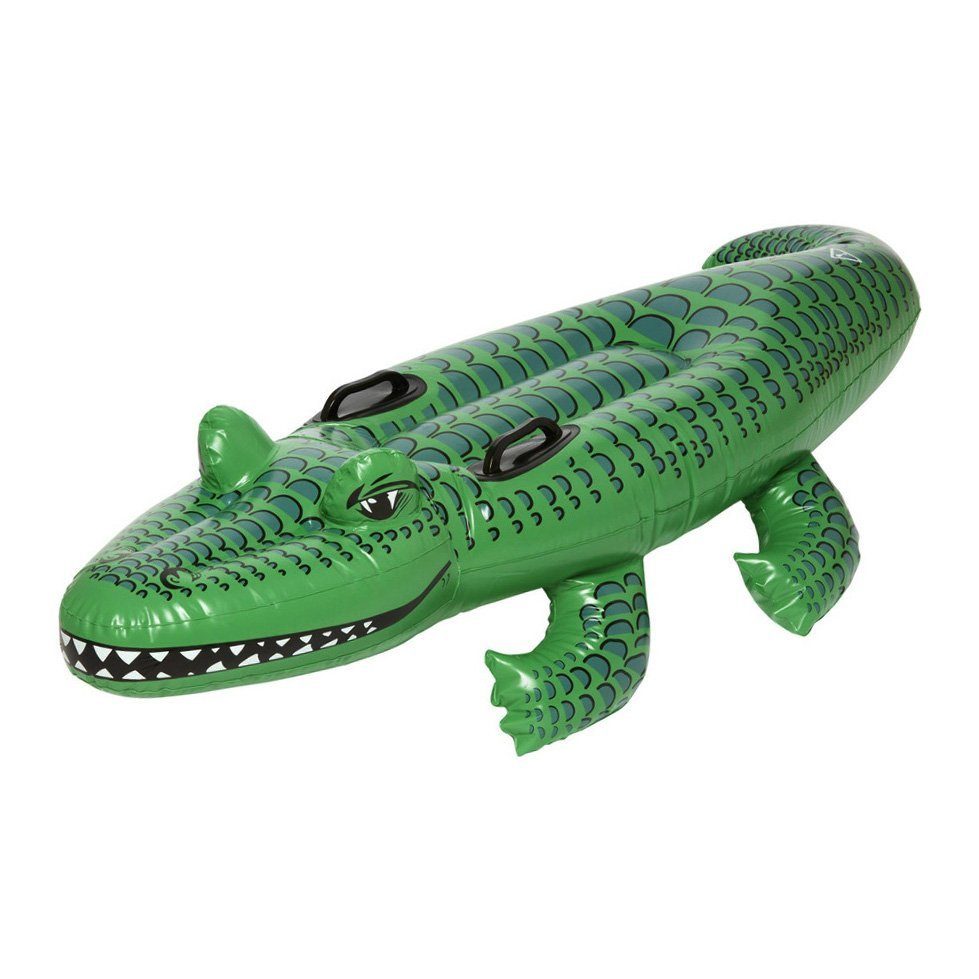 Smiffys Dekofigur Aufblasbares Krokodil Strandtier, Ein Alligator für Strandbad und Beachparty