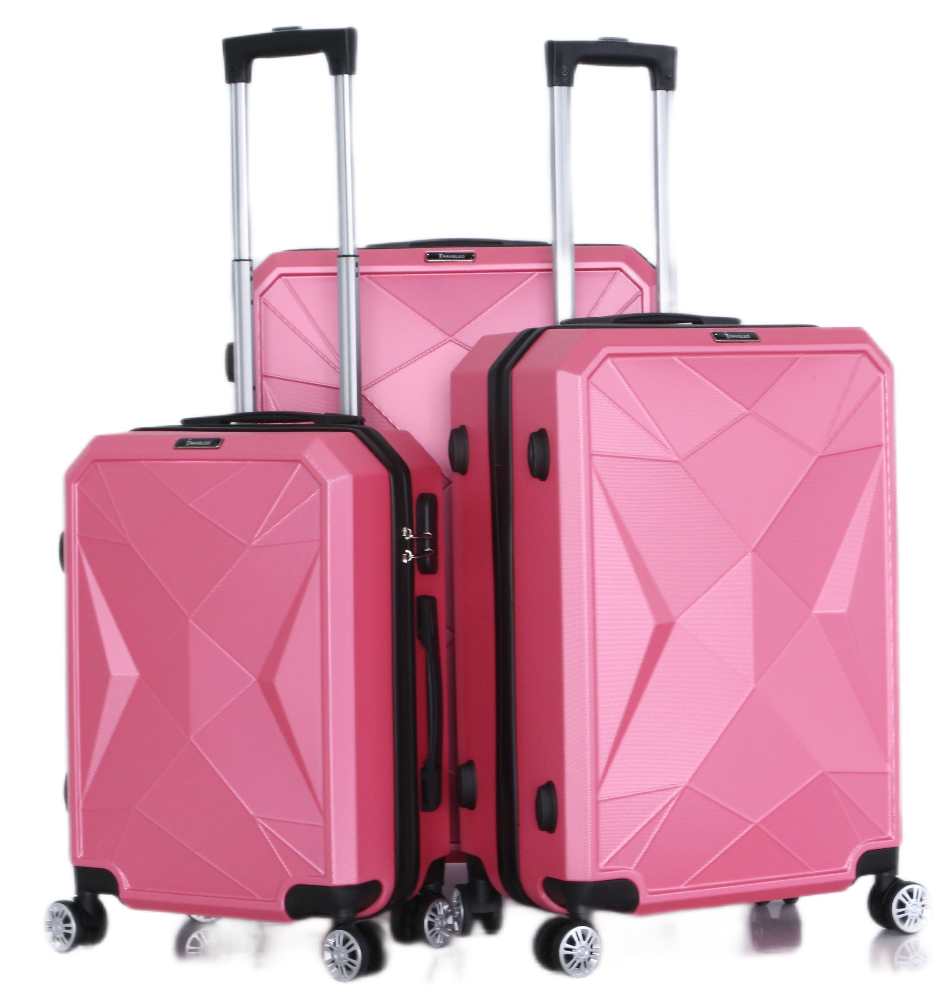 Handgepäck Reisekoffer Pink Cheffinger Gepäck Koffer Kofferset Reisetasche 3-teilig Kofferset
