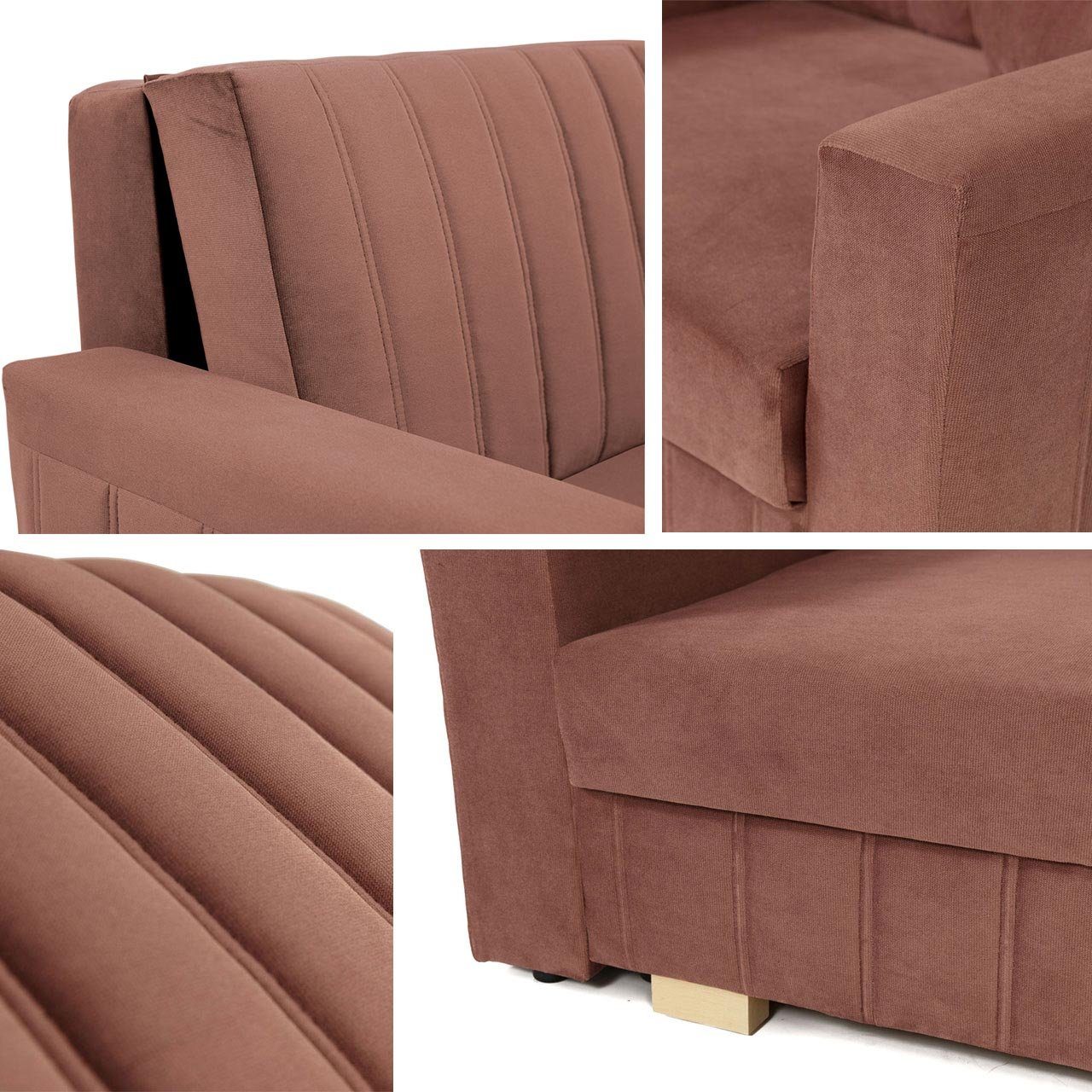 MIRJAN24 Schlafsofa Viva Glam Sofagarnitur Kissen, mit und Schlaffunktion, I, Bettsofa inkl. Kronos einsitzer 07 Bettkasten