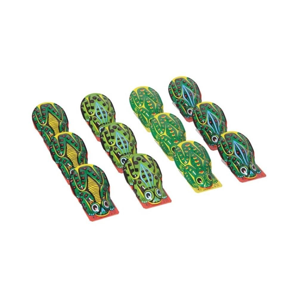 Bartl Spielfigur Knackfrösche 12er Set, Klick-Klack Frosch, aus Blech, Geschenkartikel