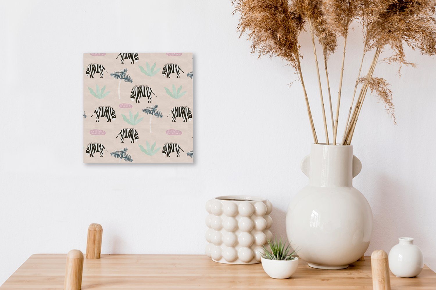 - Pastell (1 - Schlafzimmer - Leinwandbild Muster, für Wohnzimmer Palme Leinwand Bilder St), OneMillionCanvasses® Zebra