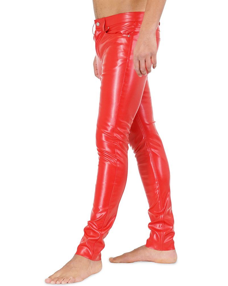 BOCKLE Lederhose »Bockle® F-Skinny Red Kunstlederhose Lederhose Lederjeans  sexy rote Kunts-Leder-Röhre Skinny Jeans«