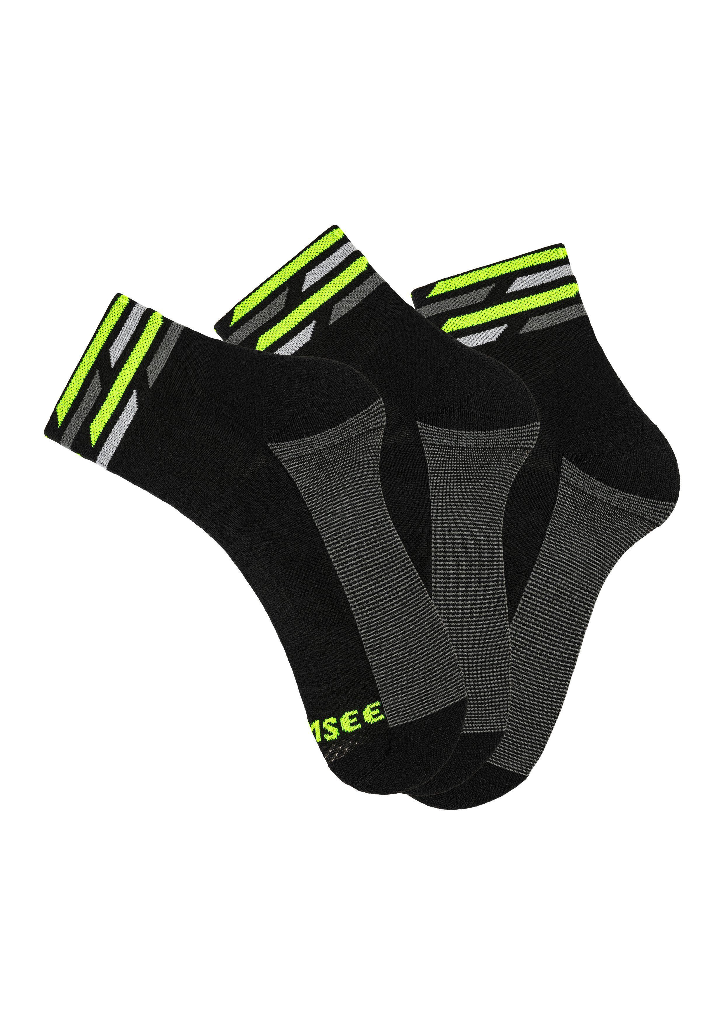 Nylon-Microfaser Sportsocken 3x schwarz Chiemsee (3-Paar) Funktionssocken