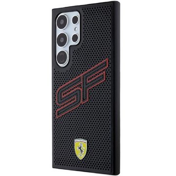 Ferrari Handyhülle Case Galaxy S24 Ultra Kunstleder schwarz Logo Metall 6,8 Zoll, Kantenschutz