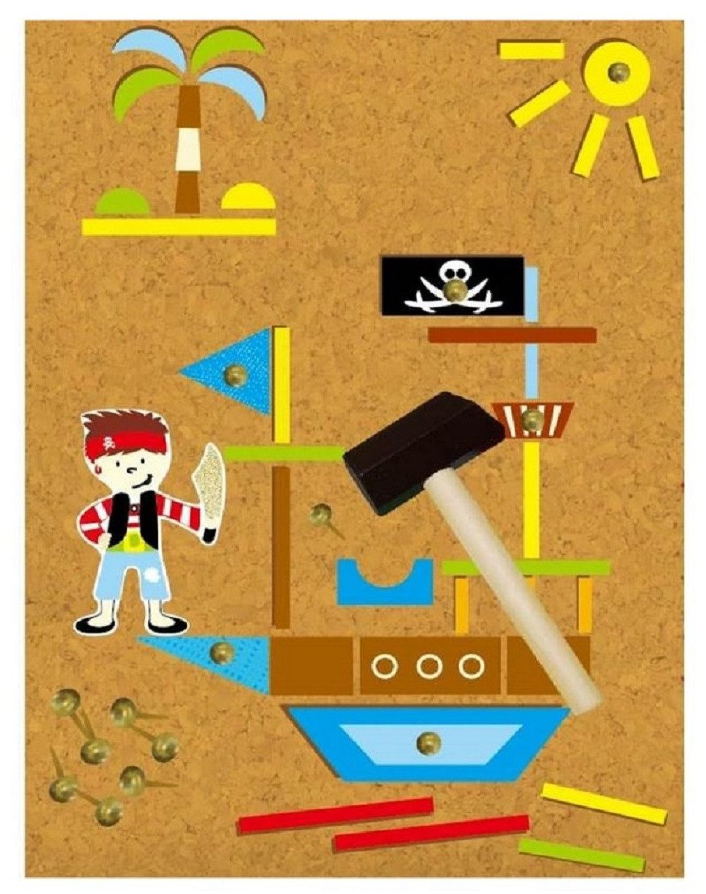 inware Spielwerkzeug Piraten, Hammerspiel, Motorik Werkzeugspiel, Hammer, Spiel, (165-tlg), ideale Geschenk zum Geburtstag oder zu Weihnachten