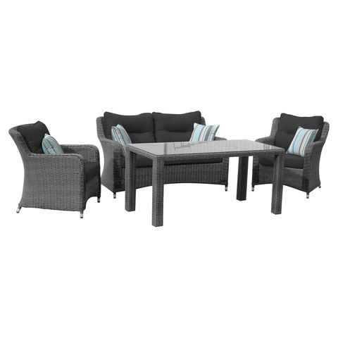 Dehner Gartenlounge-Set Geflecht-Lounge Set Toska, 4-teilig, inkl. Polster, stilvolle Sitzgruppe aus wetterfestem Aluminium und Kunststoffgeflecht