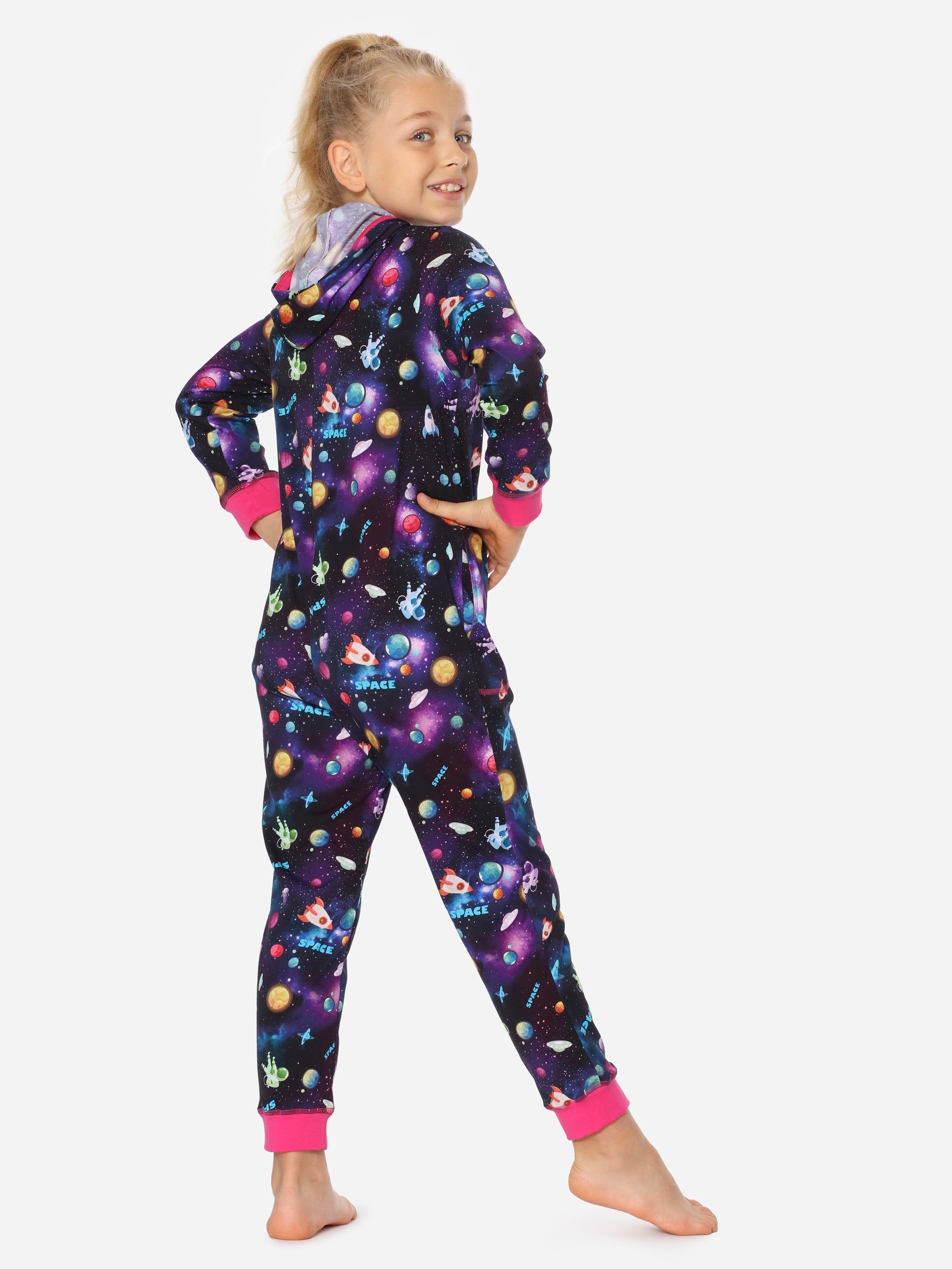 Rosa Schlafanzug Merry MS10-223 Mädchen Style Kapuze Platz mit Schlafoverall