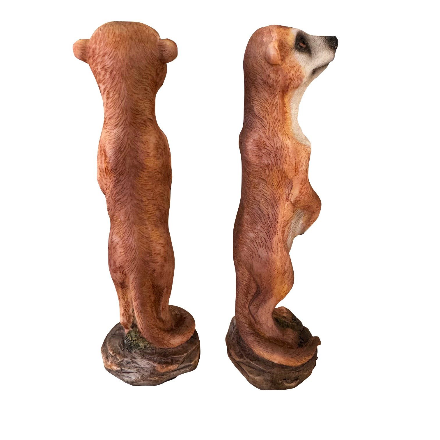 Online-Fuchs Gartenfigur Erdmännchen Deko Figuren im Set für den Garten - Wetterfest, Gartenfiguren aus Kunstharz für den Außenbereich