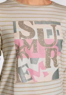 Boysen's 3/4-Arm-Shirt mit Ringelstreifen und glitzernem Front-Print