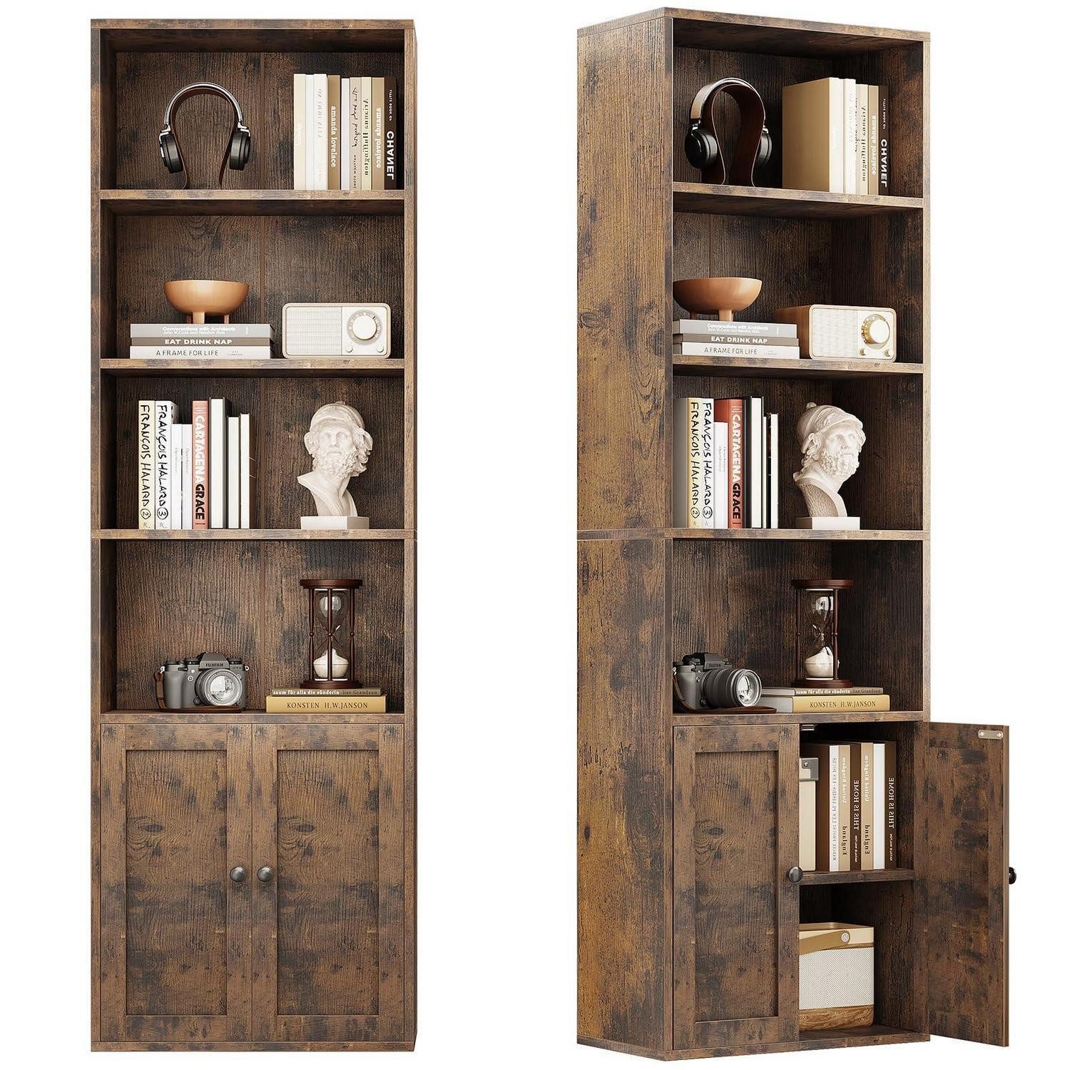 LuxusKollektion Bücherregal Bücherregal 6 Ebenen Braun 2-türig