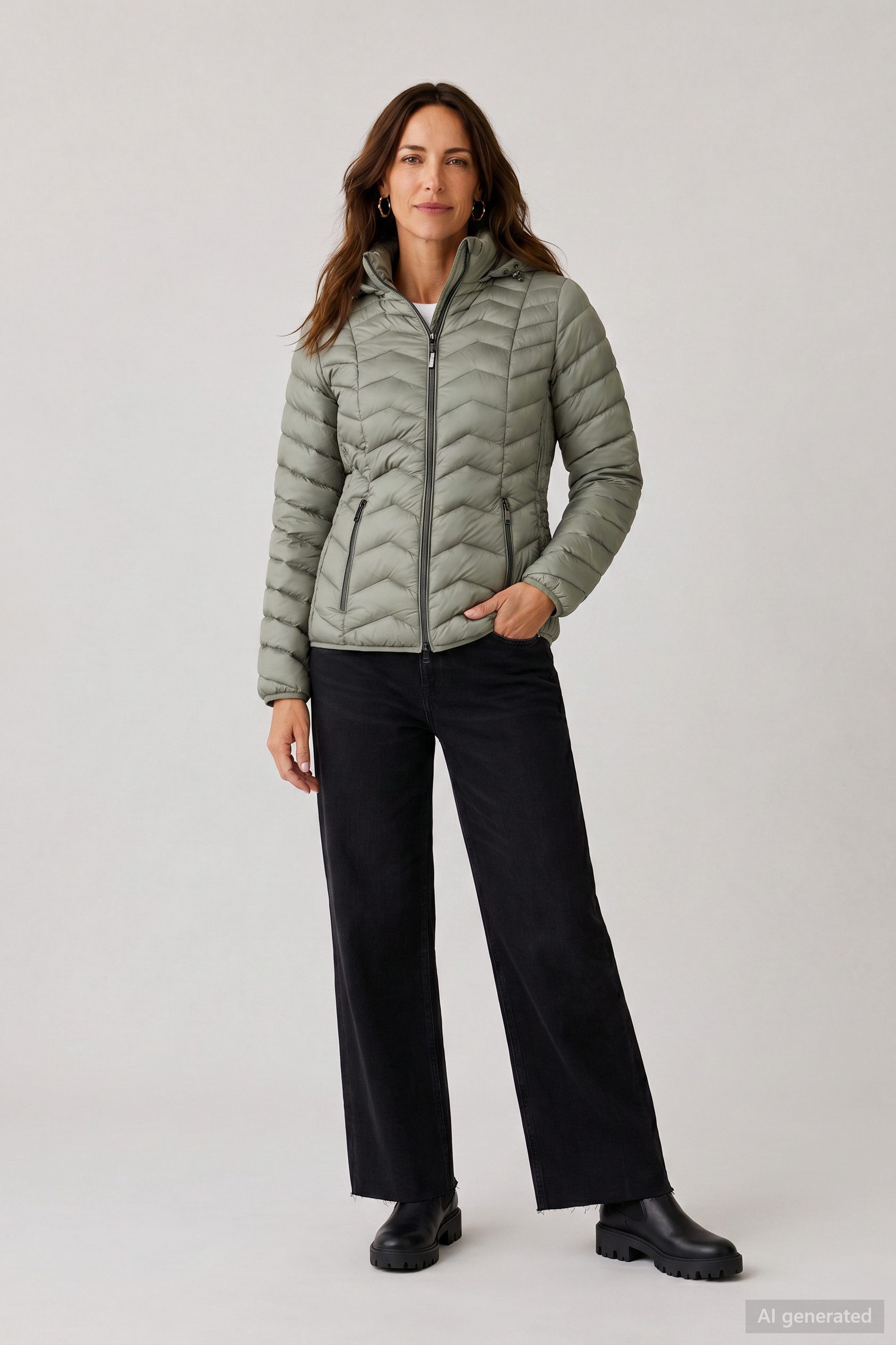 Barbara Lebek Steppjacke Übergangsjacke, Herbstjacke oder Damenjacke mit abnehmbarer Kapuze